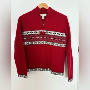 Eddie Bauer- 100% Lambswool Quarter zip